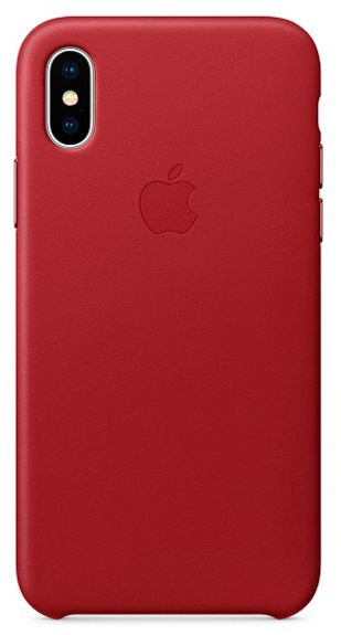 Накладка iPhone X/Xs натуральная кожа красная